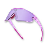 Hero view of LosReyes Elevate Collection Purple sports sunglasses featuring iridium shield lens, aerodynamic wraparound frame, and UV400 protection