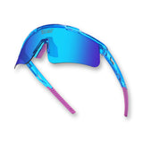 Hero angle of LosReyes Prime Galaxy Neptune athletic sunglasses with bold blue mirrored lenses, high-performance fit, and aerodynamic frame