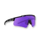 Hero view of LosReyes Prime Polarized Purple sunglasses featuring bold purple wraparound shield lens, sleek black frame, and UV400 sun-blocking protection for elite-level athletic performance