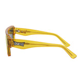 Side profile of LosReyes Omega Yellow athletic sunglasses featuring a bold amber temple design, reinforced arms, and a secure sport fit ideal for intense activity.
