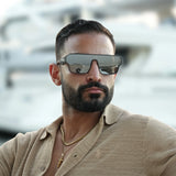 Close-up lifestyle shot of the LosReyes Hades sunglasses. Premium polarized lenses and sculpted frame for maximum style and durability.