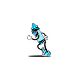 Blue Crayon Sticker sprinting – energetic track and field vinyl sticker by LosReyes.
