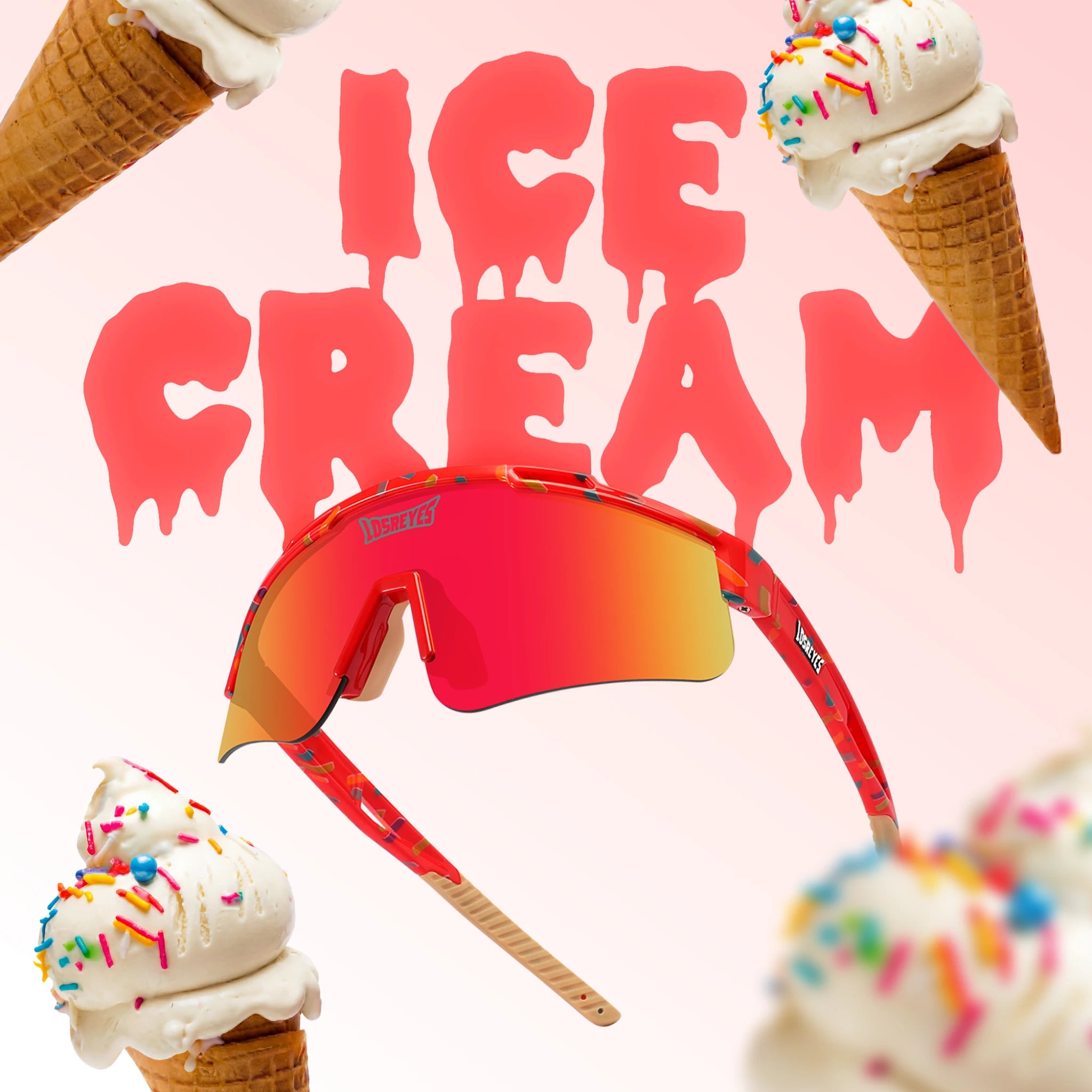 LosReyes Ice Cream sunglasses from the Candy Collection with red frame and ice cream cones