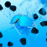 Losreyes Elevate sunglasses in Blue Raz, with vibrant splashes and blackberries.