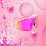 Losreyes Elevate sunglasses in Bubble Gum pink, surrounded by popping bubblegum.