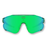 Front view of LosReyes Elevate Collection Cactus green sports sunglasses featuring mirrored lens, sculpted front design, and high-wrap sport frame with UV400 protection