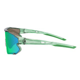 Side view of LosReyes Elevate Collection Cactus green wraparound sports sunglasses featuring curved performance arms, iridium mirrored lens, and UV400 sun protection