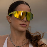 LosReyes Elevate Lime sport sunglasses — bright yellow-green reflective lenses for high-energy training and outdoor adventure.