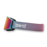Side view of LosReyes Everest Youth Cotton Candy snow goggles highlighting the adjustable strap and comfort foam padding.