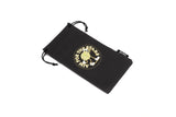 Saturn inspired design from LosReyes Galaxy Collection on black sunglasses pouch.