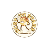 LosReyes Galaxy Pluto sticker with a brown cartoon planet character wearing wraparound sunglasses, captioned “Dust to Stars” — space-themed vinyl decal for laptops, phone cases, water bottles, and notebooks