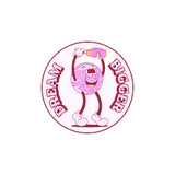 LosReyes Galaxy Venus sticker featuring a pink planet cartoon character raising mirrored sunglasses with the phrase “Dream Bigger” — motivational vinyl decal for laptops, water bottles, journals, and collector packs