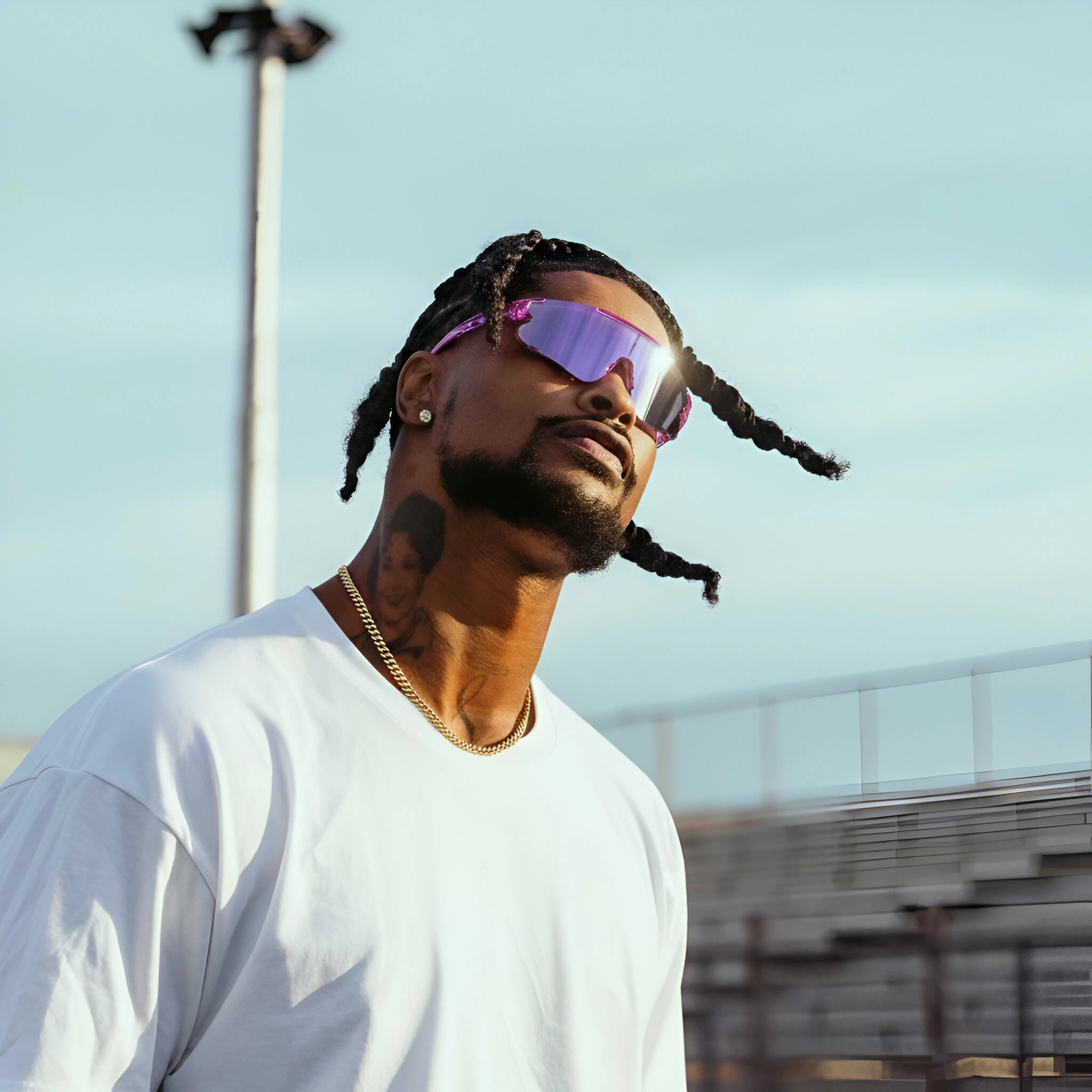 Athlete Ross500 in LosReyes Grape sunglasses from the Elevate Collection, purple mirrored lens designed for high-impact sports