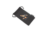Orange crayon character dribbling a basketball on LosReyes drawstring pouch – bold sports microfiber eyewear bag