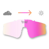 LosReyes PRIME photochromic pink replacement lens that adapts from low light to bright sun with UV400 protection