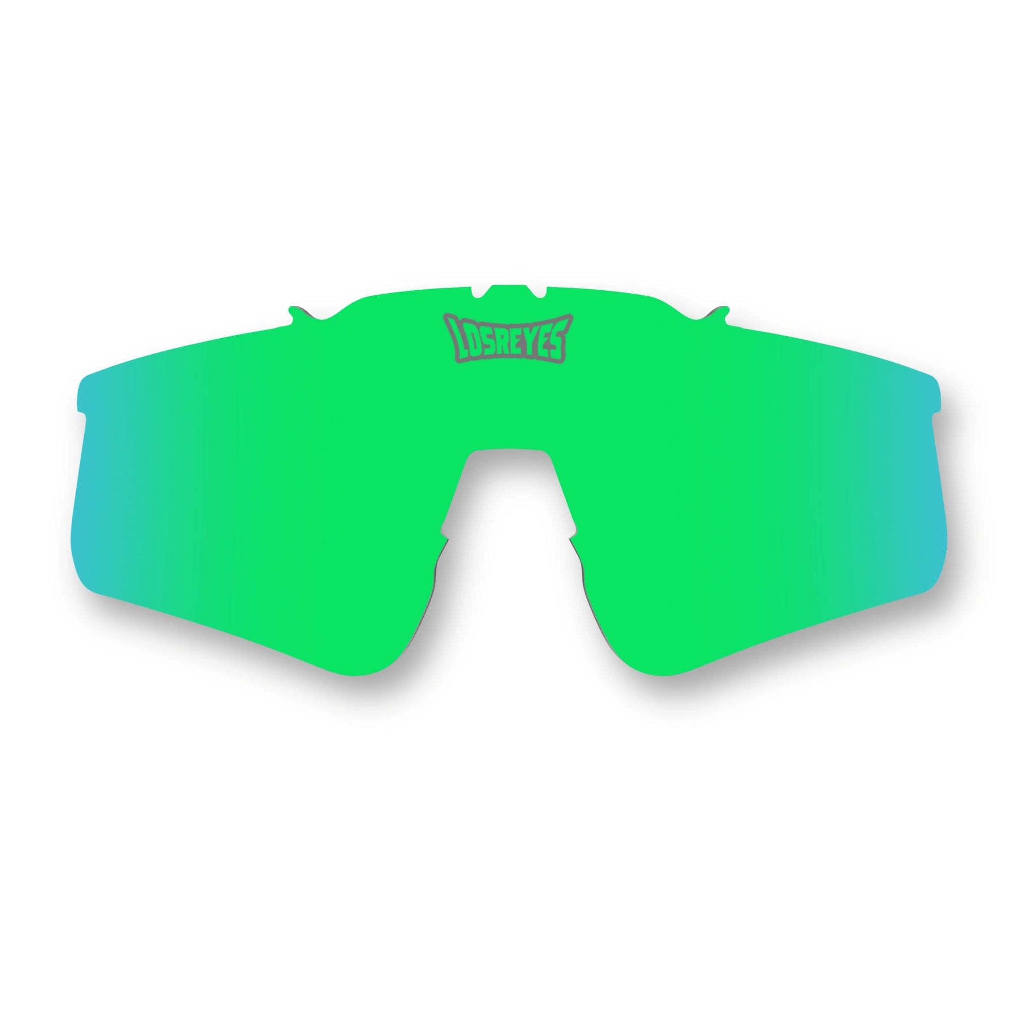 Green mirrored PRIME polarized UV400 replacement lens, front view