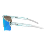 Side view of LosReyes Prime Youth Ice Cube blue shield-lens sports sunglasses showcasing wraparound design, semi-clear icy frame, and high-performance UV400 eye protection.