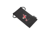 LosReyes soft drawstring pouch featuring a red crayon character holding a football – sport-themed protective eyewear case