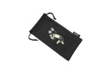 Yellow volleyball-themed crayon leaping for a spike on LosReyes soft drawstring pouch – fun and athletic styling