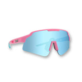Max Clark Baseball Sunglasses – Vice Edition with Pink Frame and Sky Blue Mirrored Shield Lens
