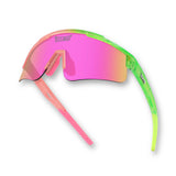 PRIME YOUTH Sour Apple kids athletic sunglasses from the Candy Collection with UV400 protection, impact-resistant TR90 frame, replaceable lens, and rubber ends that prevent slipping.
