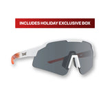 Front view of SHOWTIME Max Clark Tiger sunglasses with white frame and smoke lens